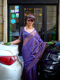 Purple Organza Saree With Blouse Piece