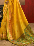 Yellow Patola Silk Saree With Blouse Piece