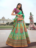 Green & Purple Banarasi Silk Lehenga Choli