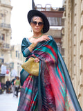 Multicolor Silk Printed Saree With Blouse Piece