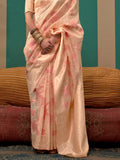 Cream Party Wear Linen Saree With Blouse Piece