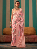 Pink Party Wear Linen Saree With Blouse Piece