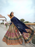 Multicolor & Yellow Banarasi Silk Lehenga Choli