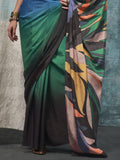 Multi Color Printed Party Wear Silk Saree With Blouse Piece