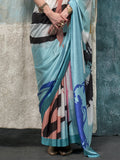 Multi Color Printed Party Wear Silk Saree With Blouse Piece