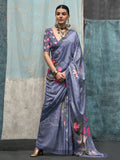 Multi Color Printed Party Wear Silk Saree With Blouse Piece