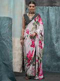 Multi Color Printed Party Wear Silk Saree With Blouse Piece