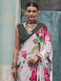 Multi Color Printed Party Wear Silk Saree With Blouse Piece