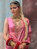 Pink Kanjivaram Silk Saree With Blouse Piece