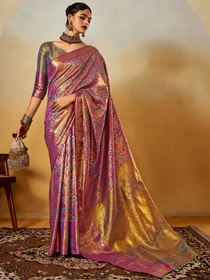 Burgundy Silk Festive Wear Saree With Blouse Piece