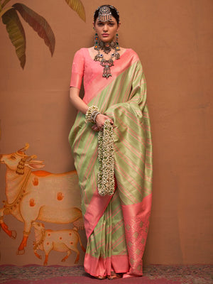 Multi Color Party Wear Silk Saree With Blouse Piece