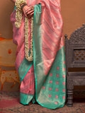 Peach Color Party Wear Silk Saree With Blouse Piece