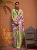 Lavender Color Party Wear Silk Saree With Blouse Piece