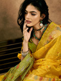 Yellow Patola Silk Saree With Blouse Piece