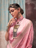 Light Pink Satin Saree With Blouse Piece