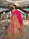 Multicolor & Royal Blue Banarasi Silk Semi Stitched Lehenga