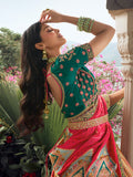 Multicolor & Green Banarasi Silk Lehenga Choli