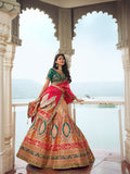 Multicolor & Green Banarasi Silk Lehenga Choli