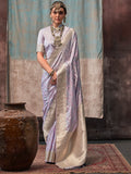 Lavender Satin Saree With Blouse Piece