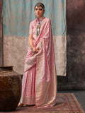 Baby Pink Satin Saree With Blouse Piece