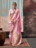 Pink Satin Saree With Blouse Piece