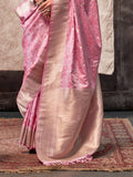 Pink Satin Saree With Blouse Piece