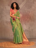 Green Silk Saree With Blouse Piece