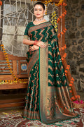 Green Silk Saree With Blouse Piece