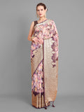 Purple Georgette Saree With Blouse Piece