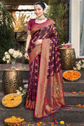 Purple Silk Saree With Blouse Piece