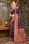 Violet Silk Saree With Blouse Piece