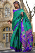 Multicolor Satin Silk Saree With Blouse Piece