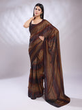 Brown Silk Blend Ready To Wear Saree With Blouse Piece