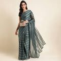 Grey Georgette Ready To Wear Saree With Blouse Piece