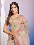 Beige Organza Saree With Blouse Piece