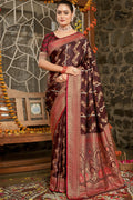 Brown Silk Saree With Blouse Piece