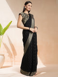 Black Chiffon Ready To Wear Saree With Blouse Piece