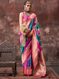 Multi Color Festive Wear Silk Saree With Blouse Piece