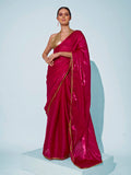 Pink Organza Party Wear Saree With Blouse Piece