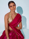 Pink Organza Party Wear Saree With Blouse Piece