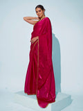 Pink Organza Party Wear Saree With Blouse Piece