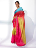 Multicolor Satin Party Wear Saree With Blouse Piece