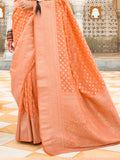 Orange Nylon Saree With Blouse Piece