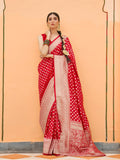 Red Nylon Saree With Blouse Piece