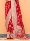 Red Nylon Saree With Blouse Piece