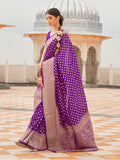 Purple Nylon Saree With Blouse Piece