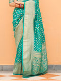 Teal Nylon Saree With Blouse Piece