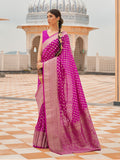 Pink Nylon Saree With Blouse Piece