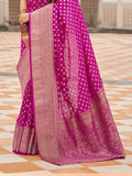 Pink Nylon Saree With Blouse Piece