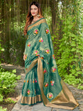 Green Cotton Saree With Blouse Piece